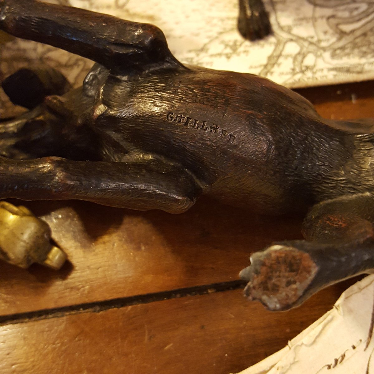 Paire de chiens de chasse bronze de Gaillard-photo-4