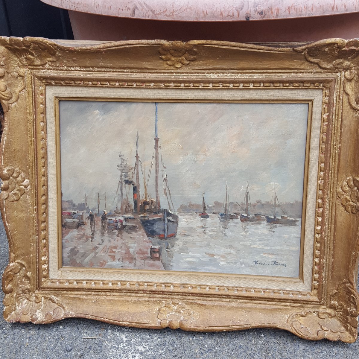 Henri Stern 1902-1988 :Boulogne sur mer : Bateaux de pêche  