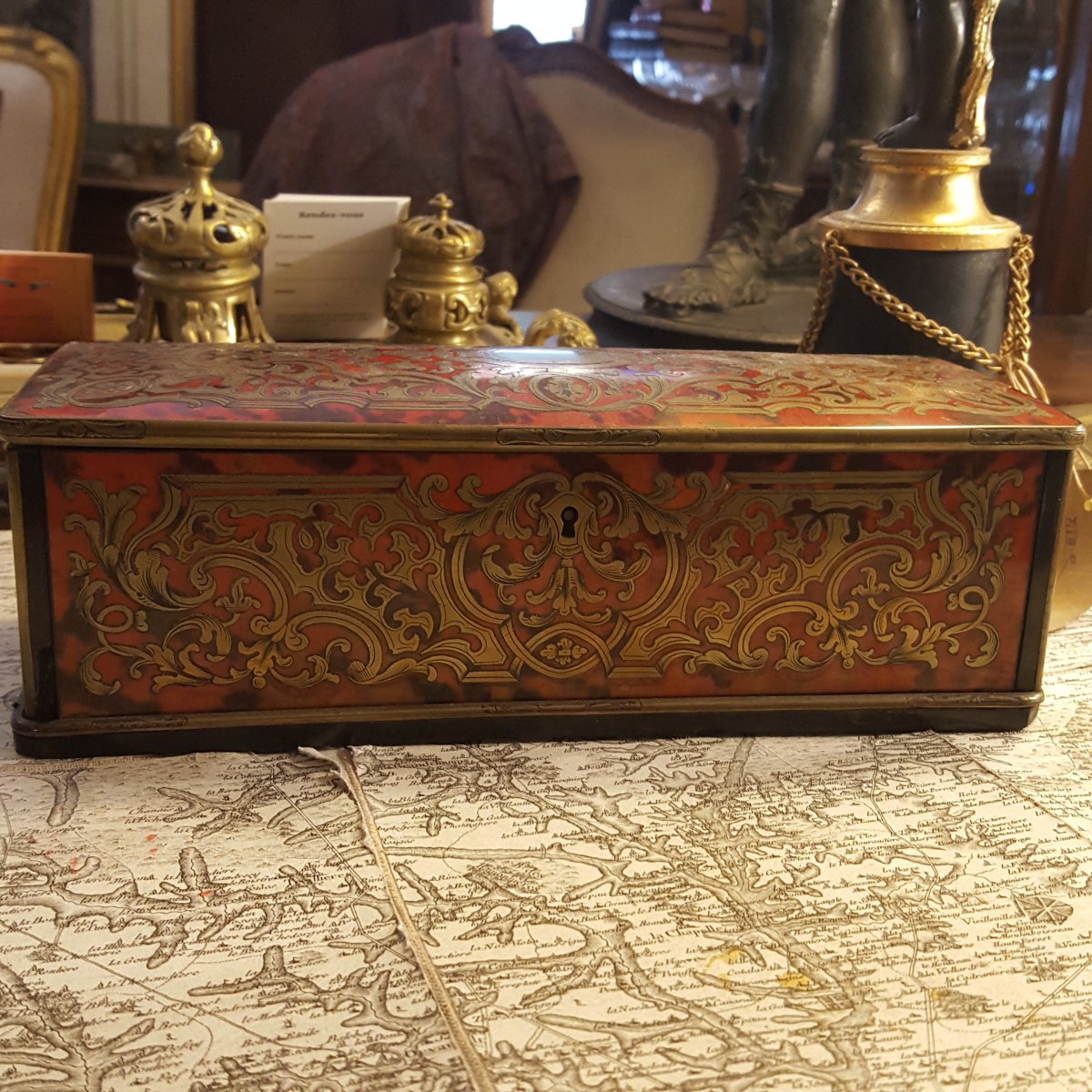 Coffret marqueterie Boulle XIXème-photo-3