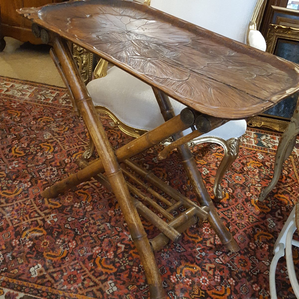 Art Nouveau Folding Table With Frog Motif-photo-2