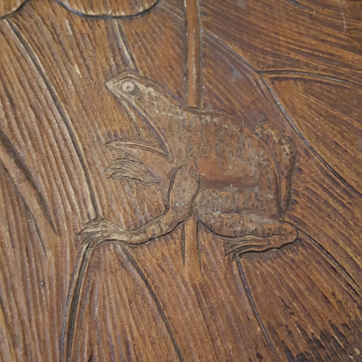 Art Nouveau Folding Table With Frog Motif-photo-3