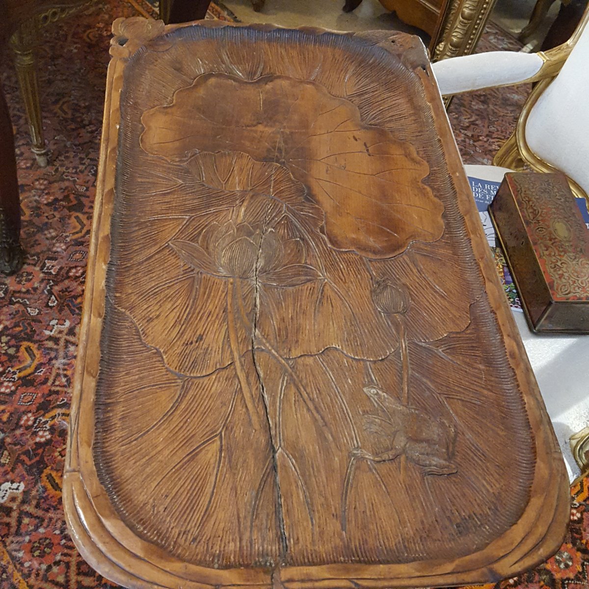 Art Nouveau Folding Table With Frog Motif-photo-4