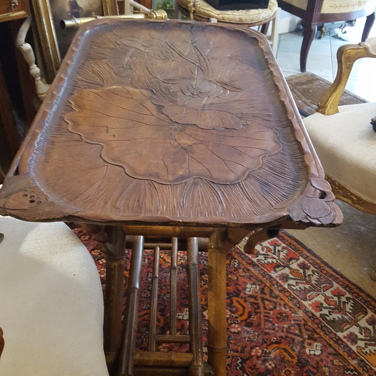Art Nouveau Folding Table With Frog Motif-photo-6