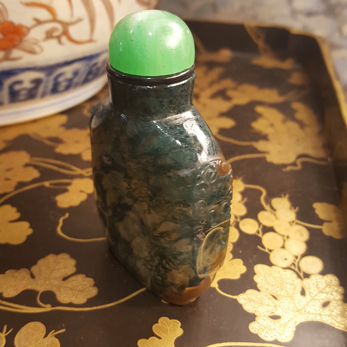Chine XIXème : tabatière Agate " Mousse"-photo-2