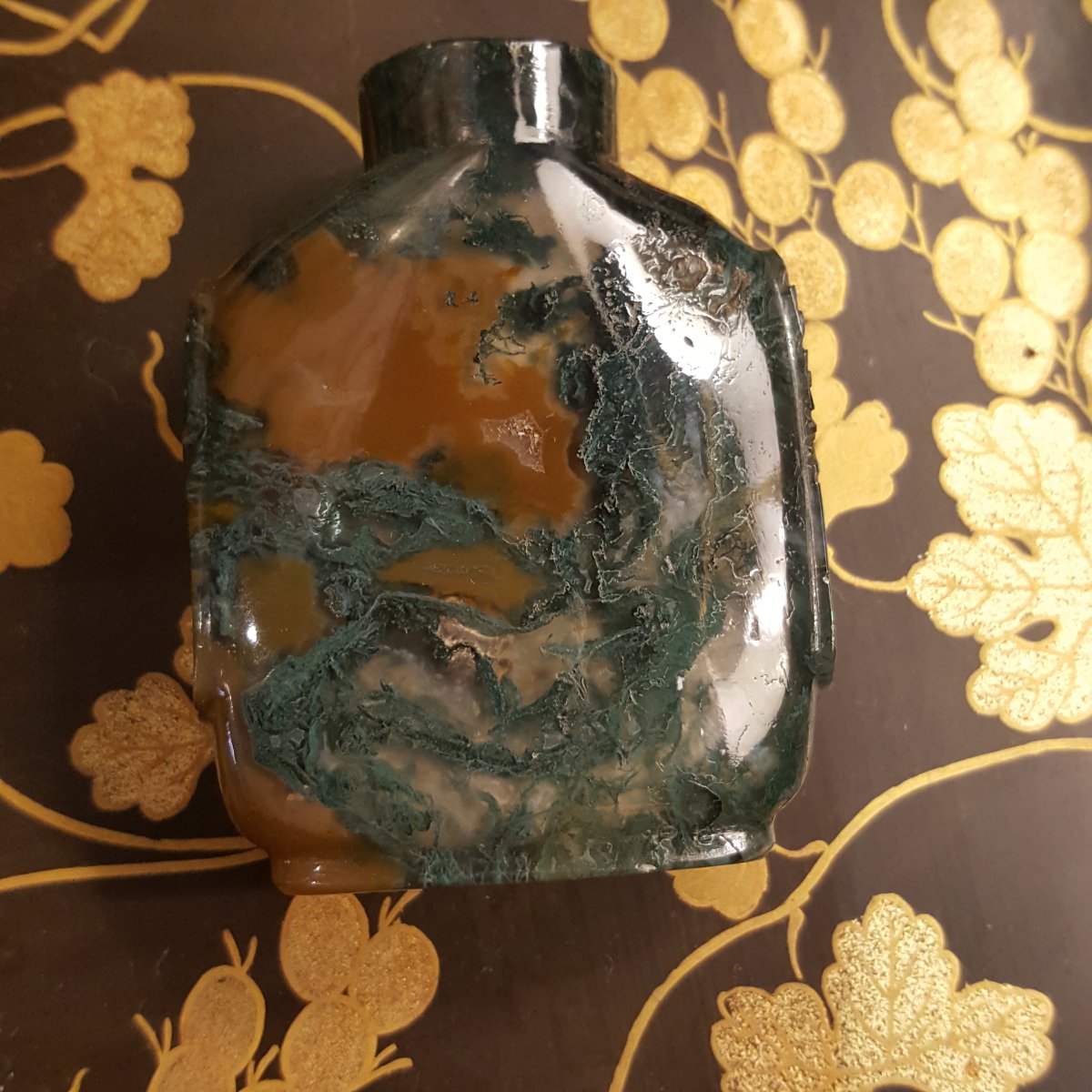 Chine XIXème : tabatière Agate " Mousse"-photo-3