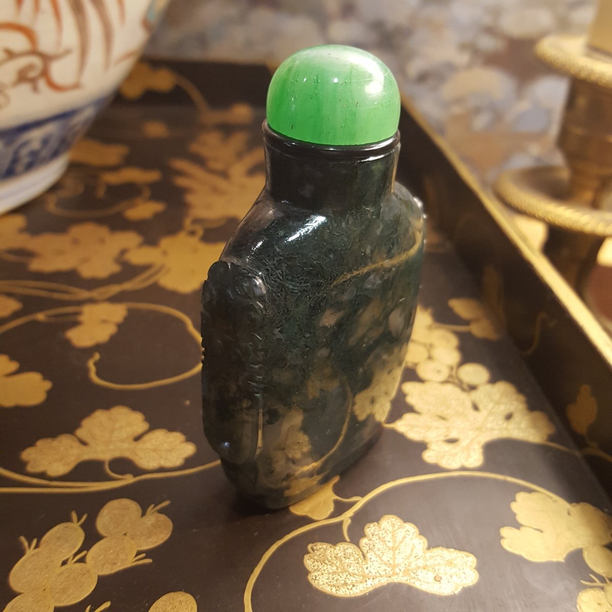 Chine XIXème : tabatière Agate " Mousse"-photo-1