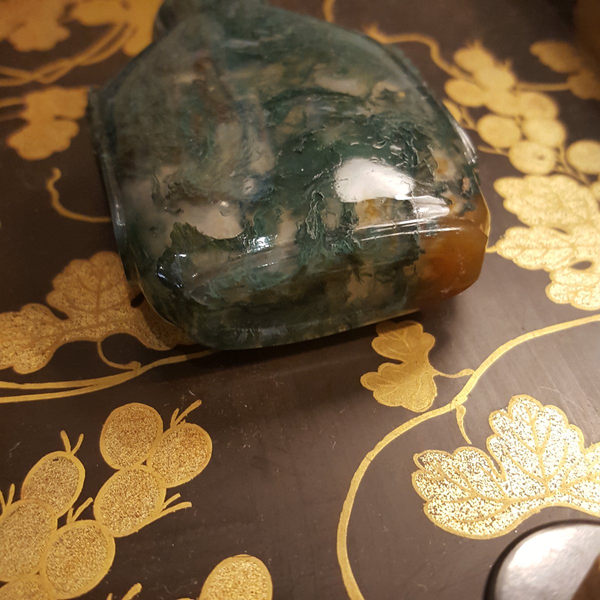 Chine XIXème : tabatière Agate " Mousse"-photo-3