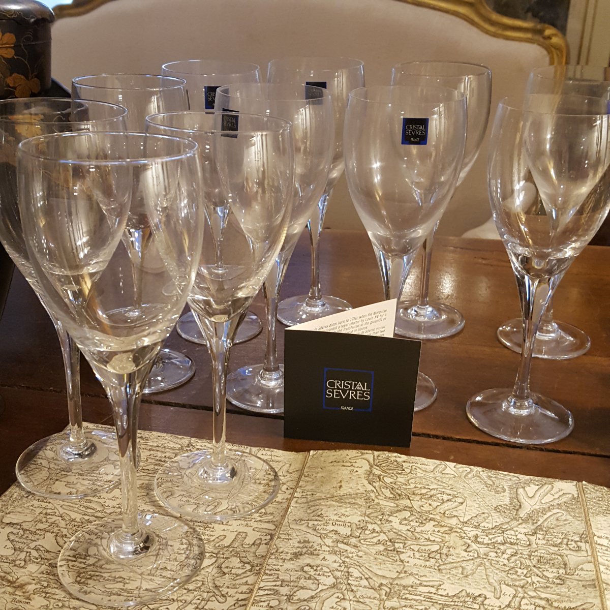 11 Sèvres Crystal Wine Glasses