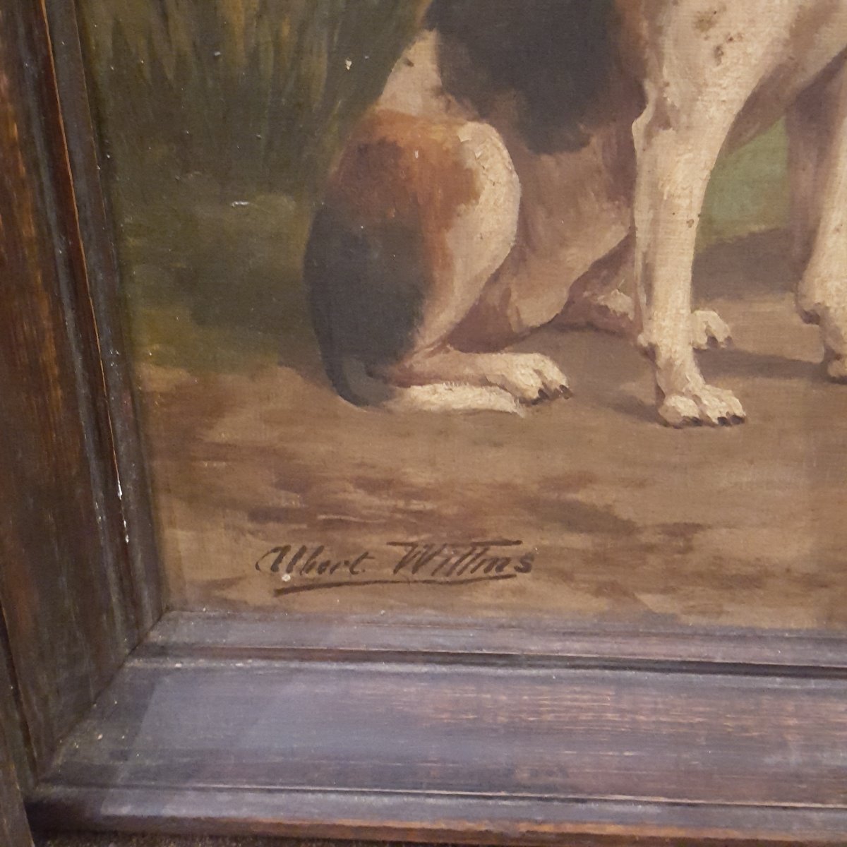  A.Willms :Deux tableaux XIXème Chiens de Chasse-photo-4