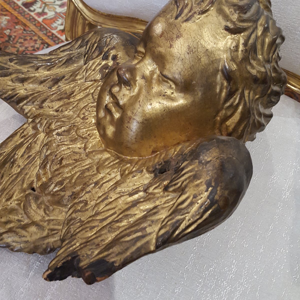 Carved Golden Wooden Angel-photo-3