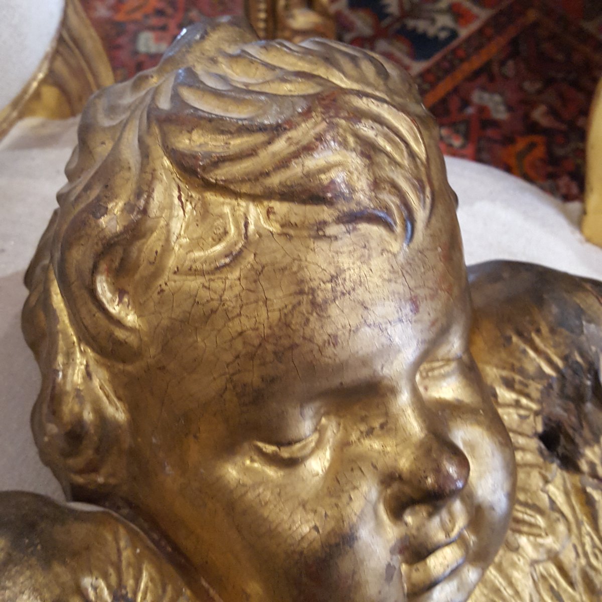 Carved Golden Wooden Angel-photo-4