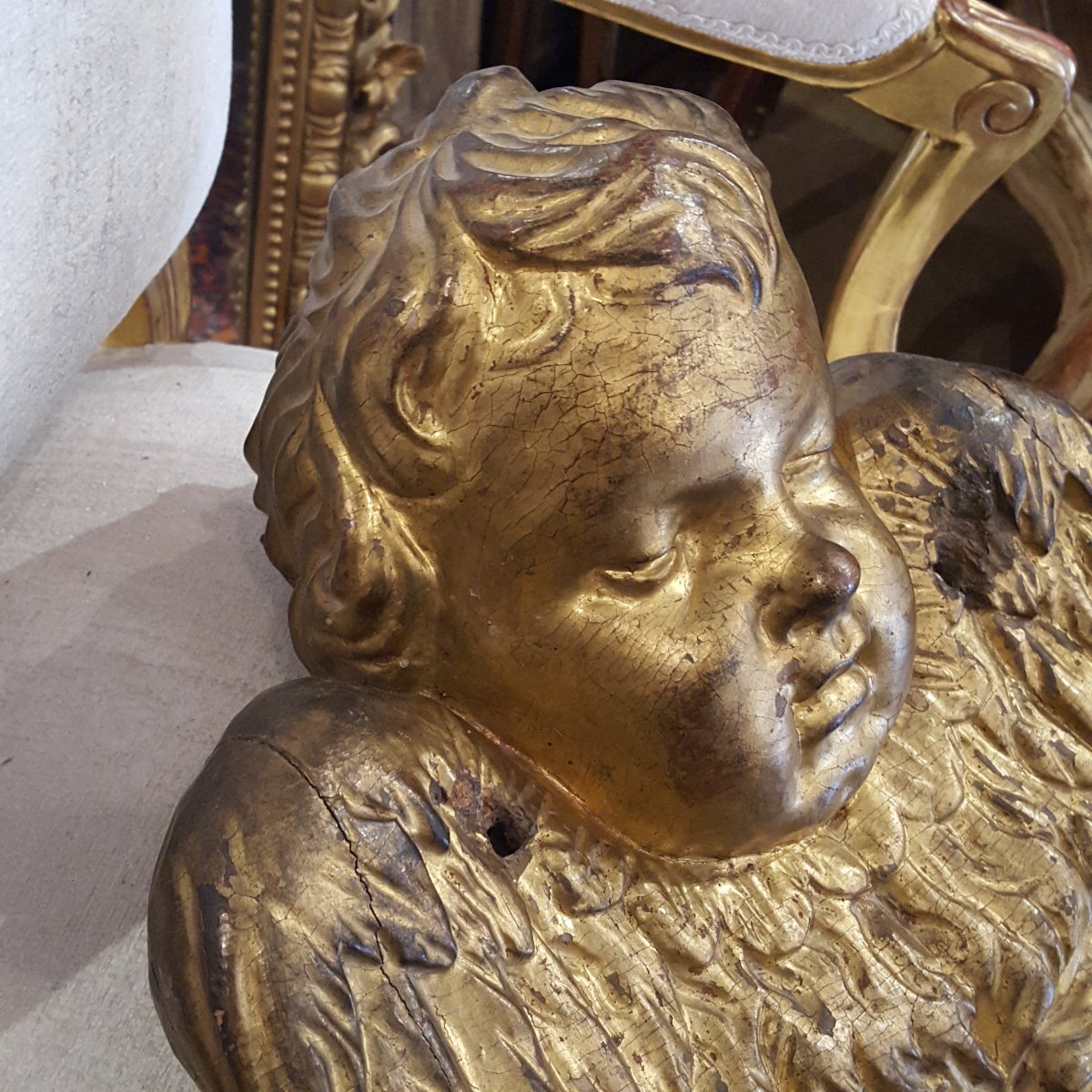 Carved Golden Wooden Angel