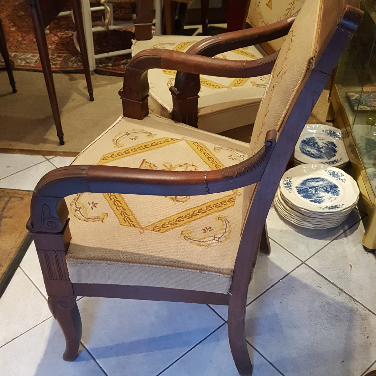 Pair Of Restoration-style Armchairs -photo-3