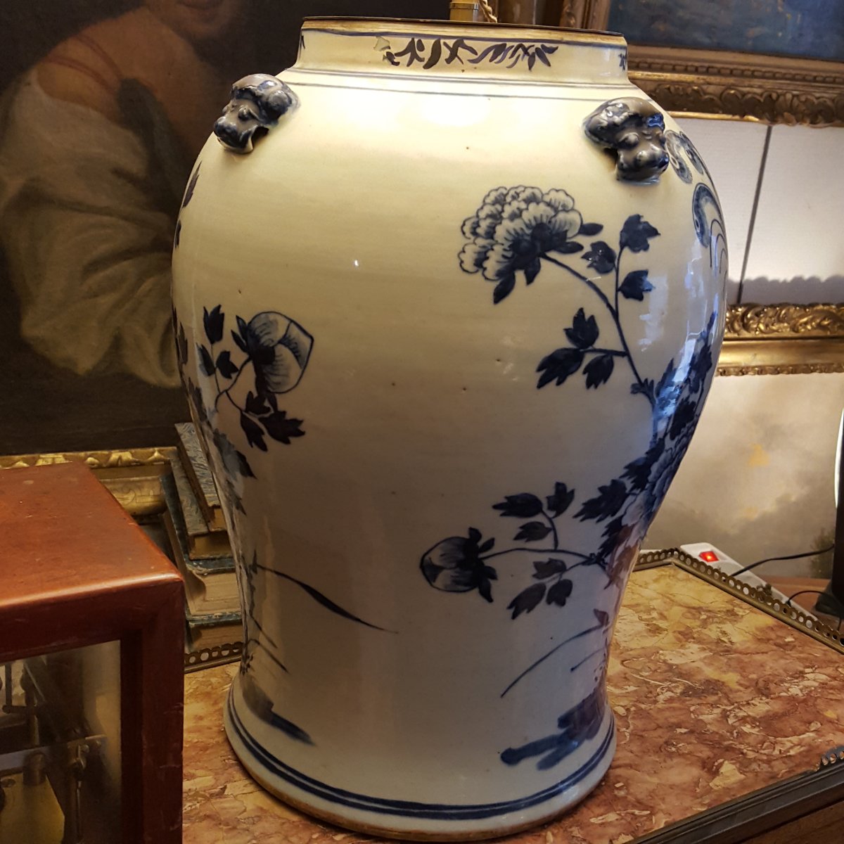 Chine XIXème Pied de Lampe Porcelaine-photo-3