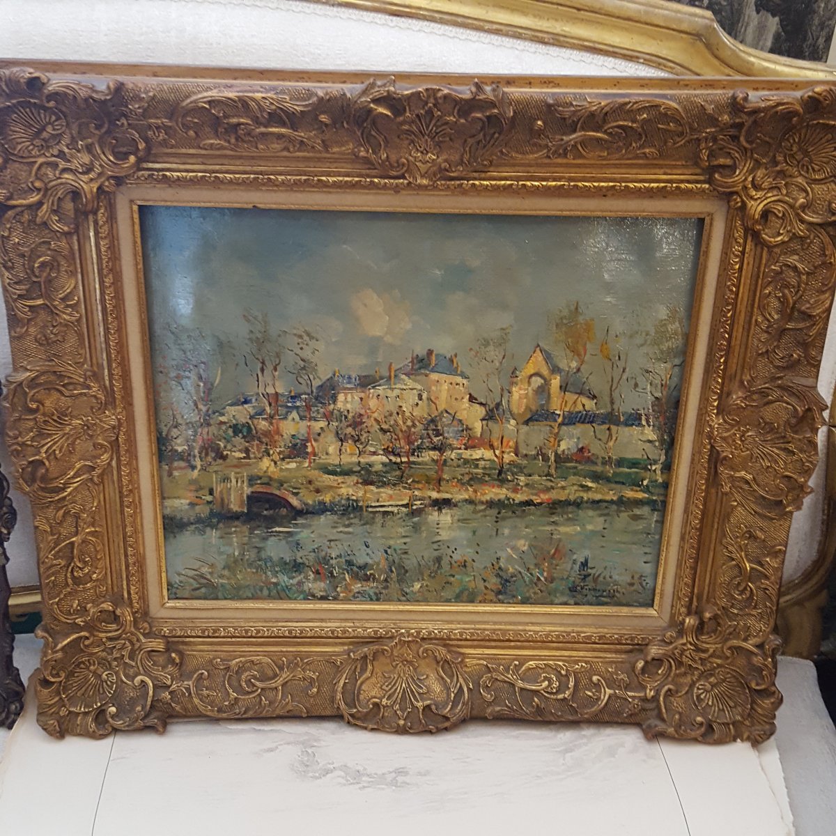 Ch. Verbrugghe: Oil On Canvas, "the Bridge"