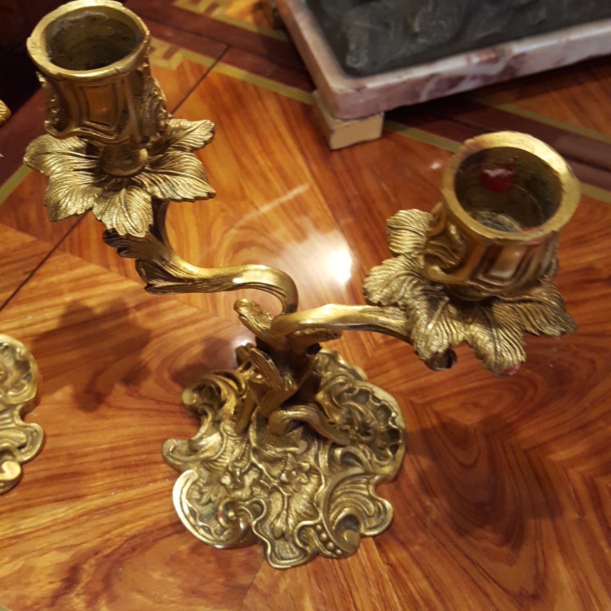 Paire de chandeliers Napoléon III bronze doré-photo-4