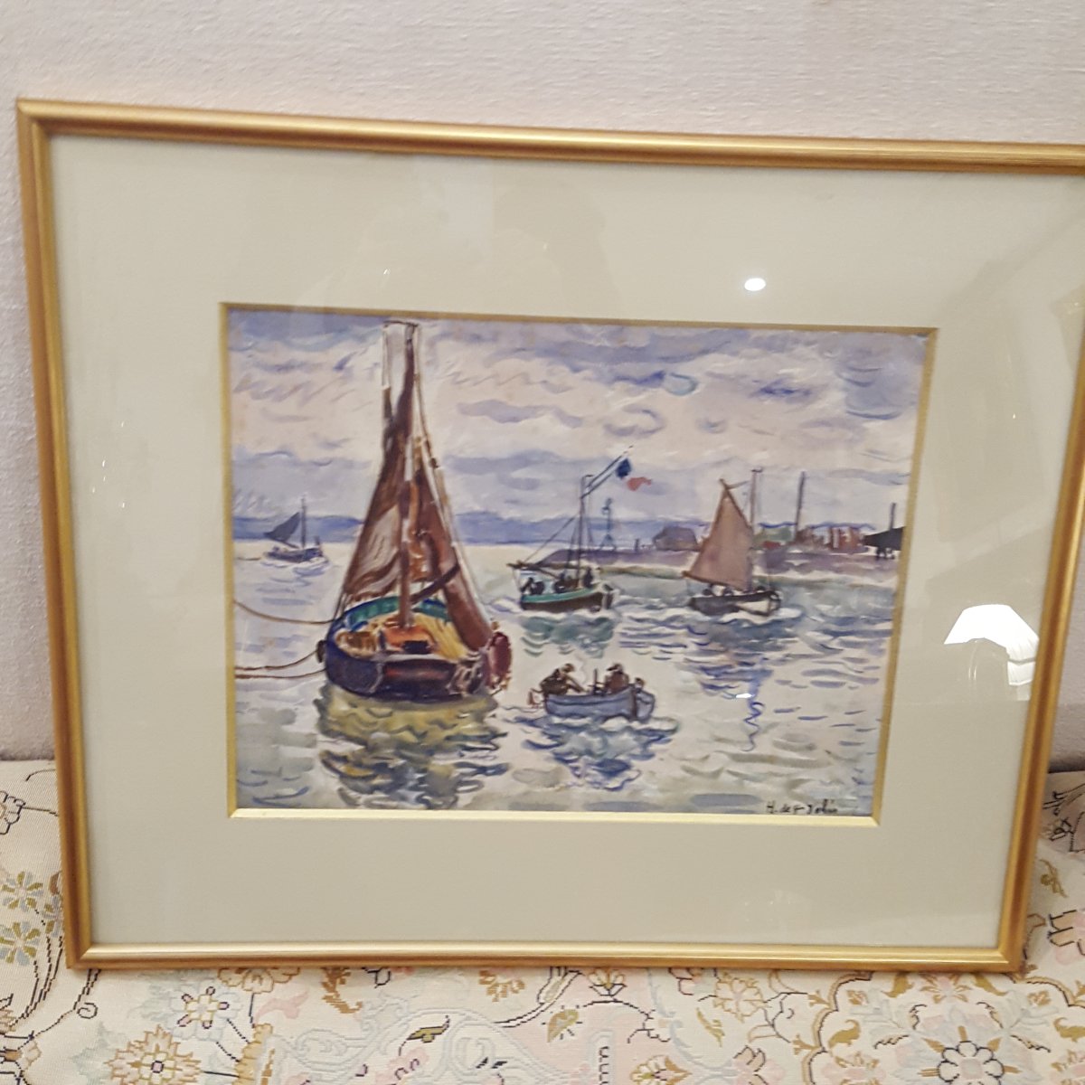 Henri de Saint Delis: 1878-1947 : Voiliers dans le Port au Havre-photo-3