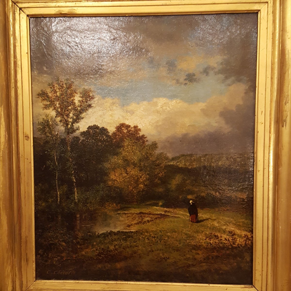 Ernest Chérot  huile sur toile paysage Barbizon XIXème-photo-2