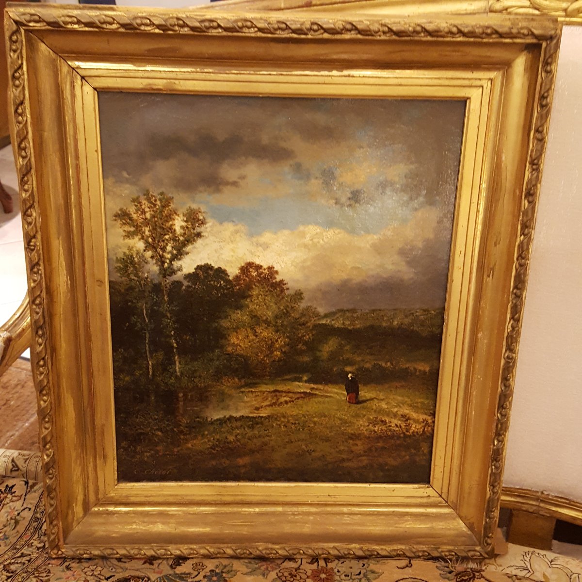 Ernest Chérot  huile sur toile paysage Barbizon XIXème