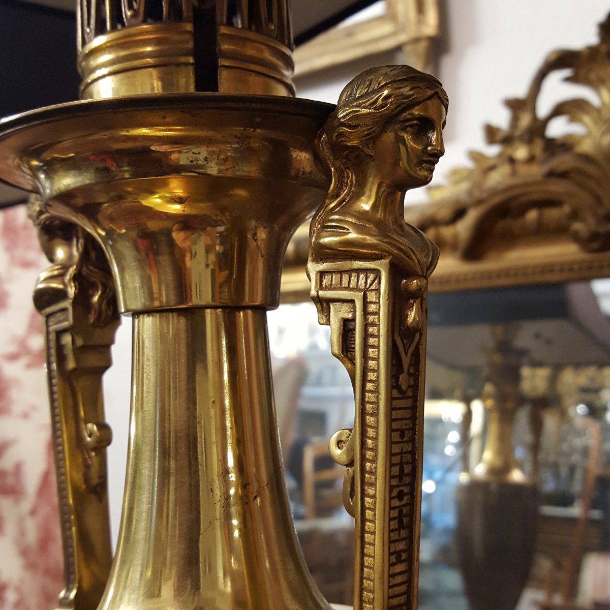 Paire De Lampes En Bronze Néoclassique Restauration . -photo-4