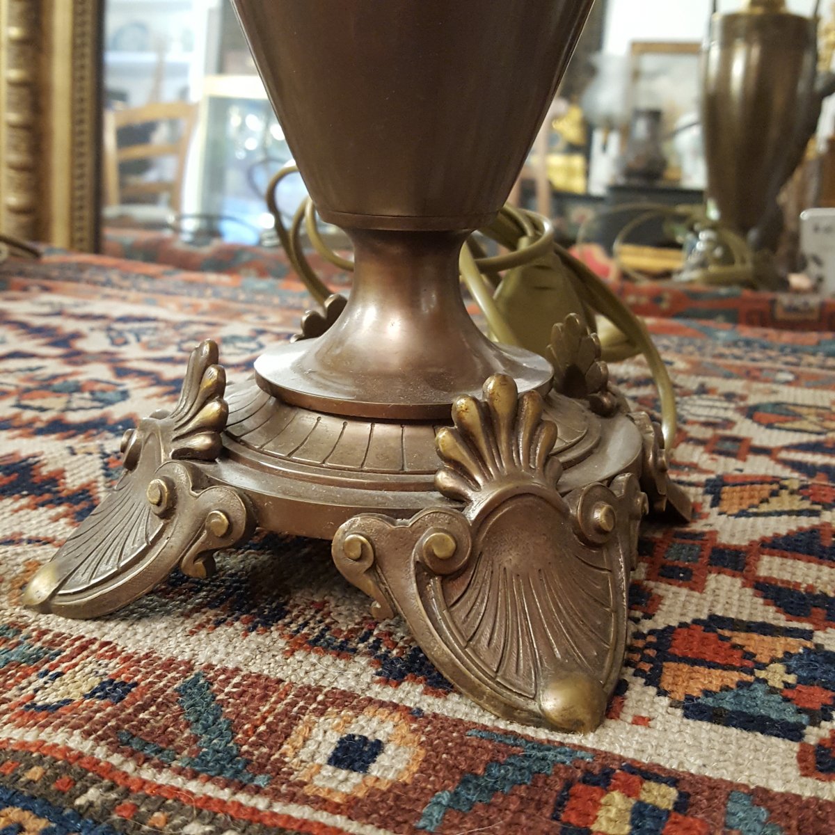 Paire De Lampes En Bronze Néoclassique Restauration . -photo-1