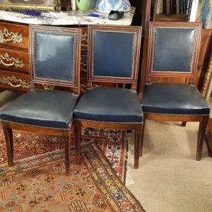 Three Stamped Louis XVI Chairs 