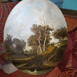 Toudouze :  Tableau XIXème : Promenade En Forêt