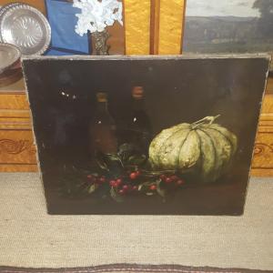 Cherries And Melon Oil On Canvas 19th Century