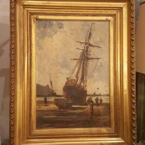 19th Century Marine Painting Signed Duthoya