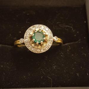 Bague Art Déco or et émeraude