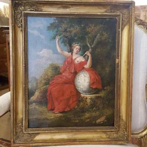 Uranie Muse de l'Astronomie Huile sur toile XVIIIème