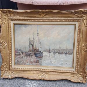 Henri Stern 1902-1988 :Boulogne sur mer : Bateaux de pêche  