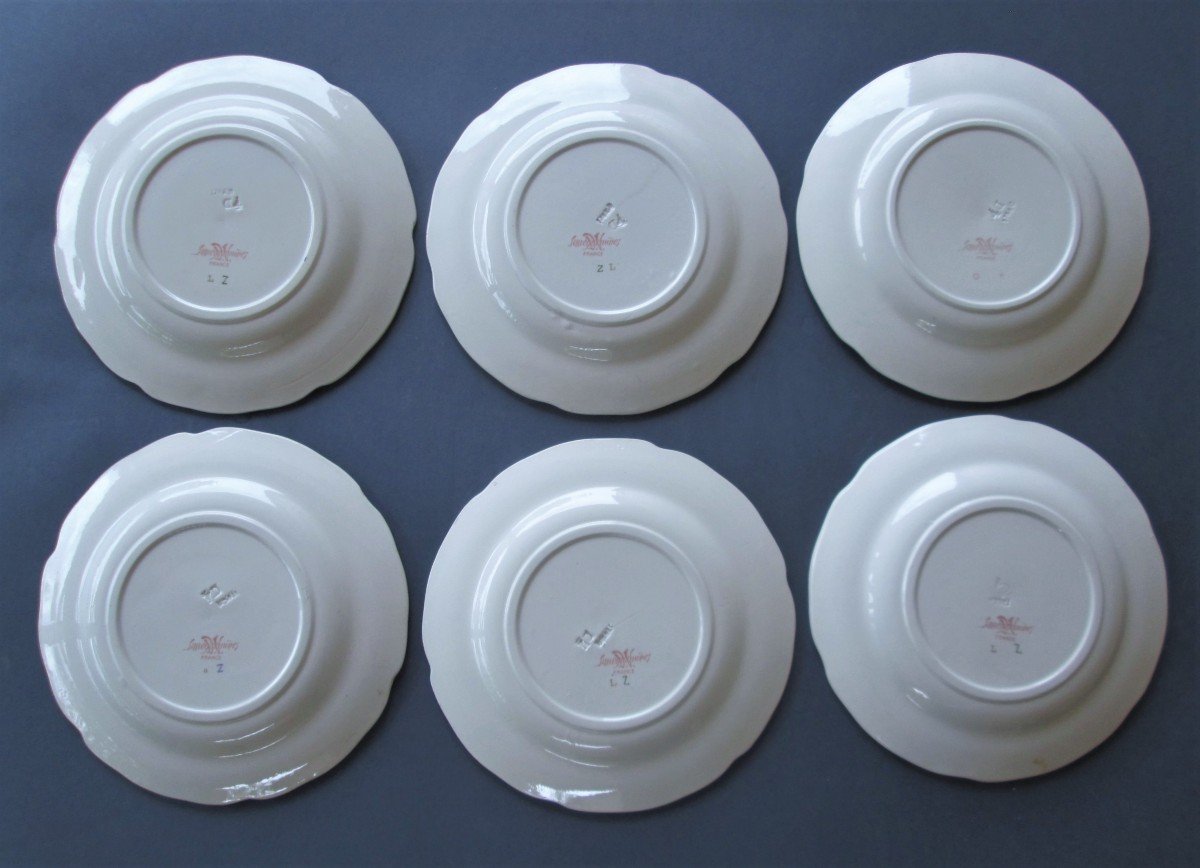 Sarreguemines, Montmorency Decor, 12 Dessert Plates, Rouen-photo-1