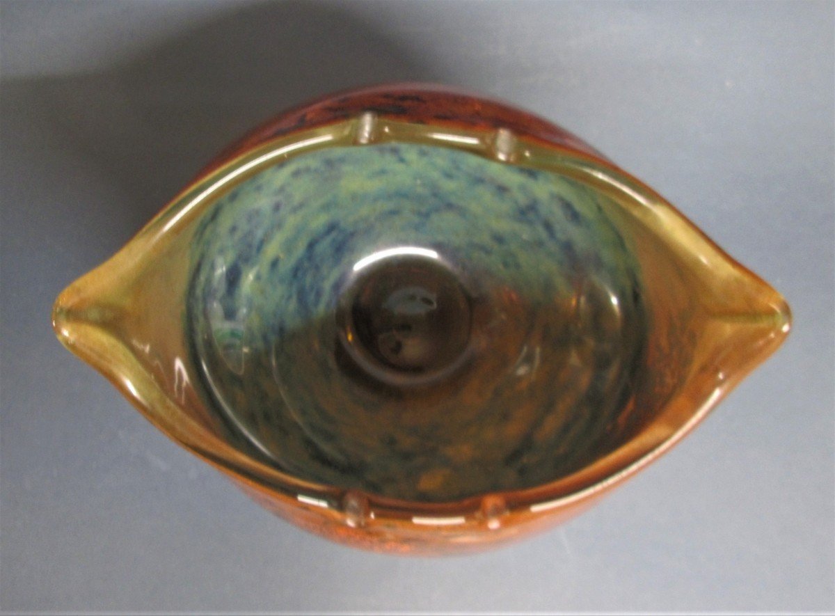 Daum Nancy, Coupe Pâte De Verre Marmoréen, Paillettes Or, Art Déco-photo-1