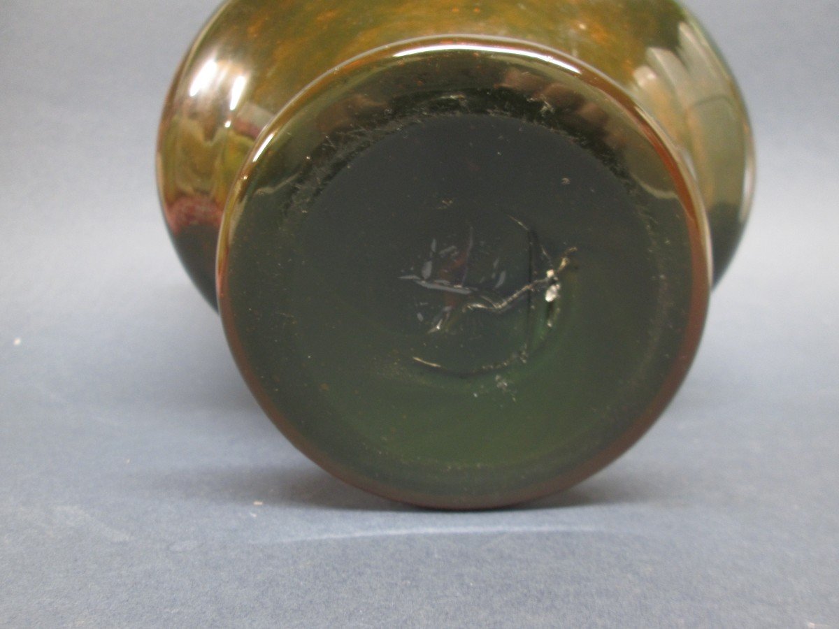 Daum Nancy, Coupe Pâte De Verre Marmoréen, Paillettes Or, Art Déco-photo-3