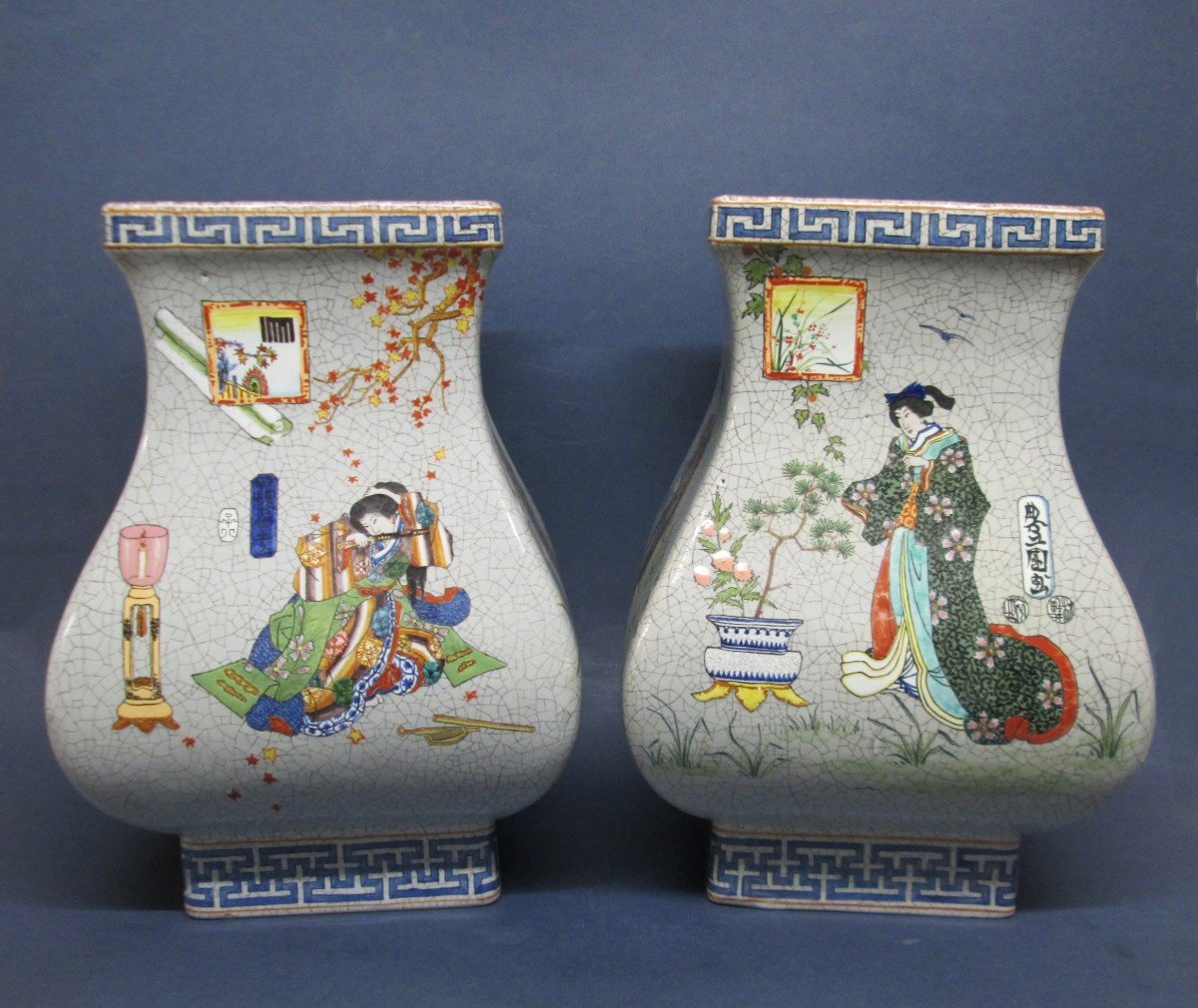 Charles Rudhardt, Paire De Vases, Longwy, Japon