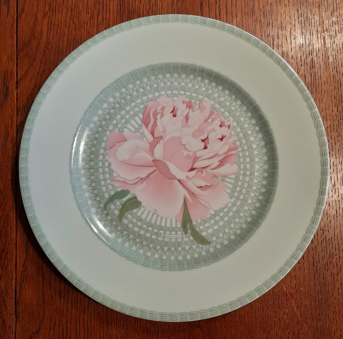 Hermès, Les Pivoines, Limoges, Porcelain, 12 Flat Plates-photo-2