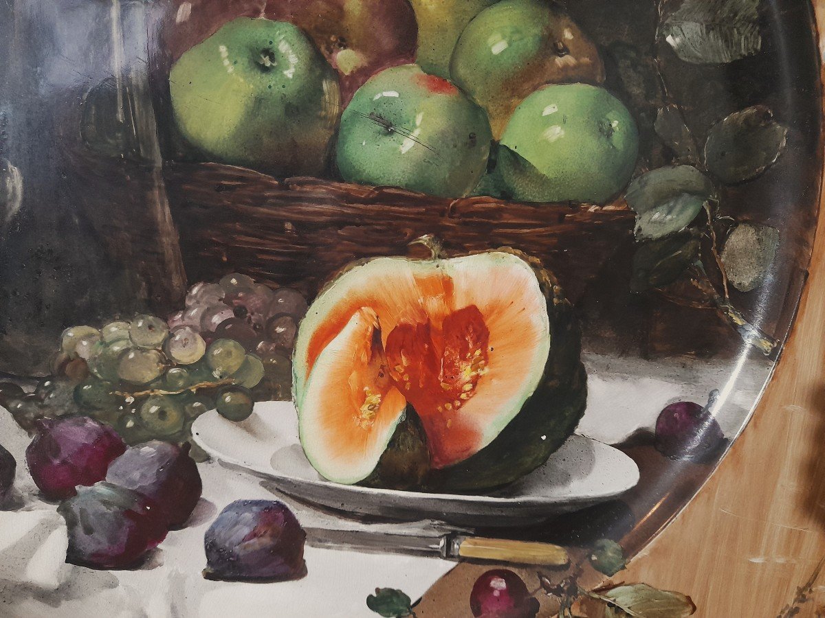 Sarreguemines, Ernest Quost, Nature Morte Sur Faïence-photo-3