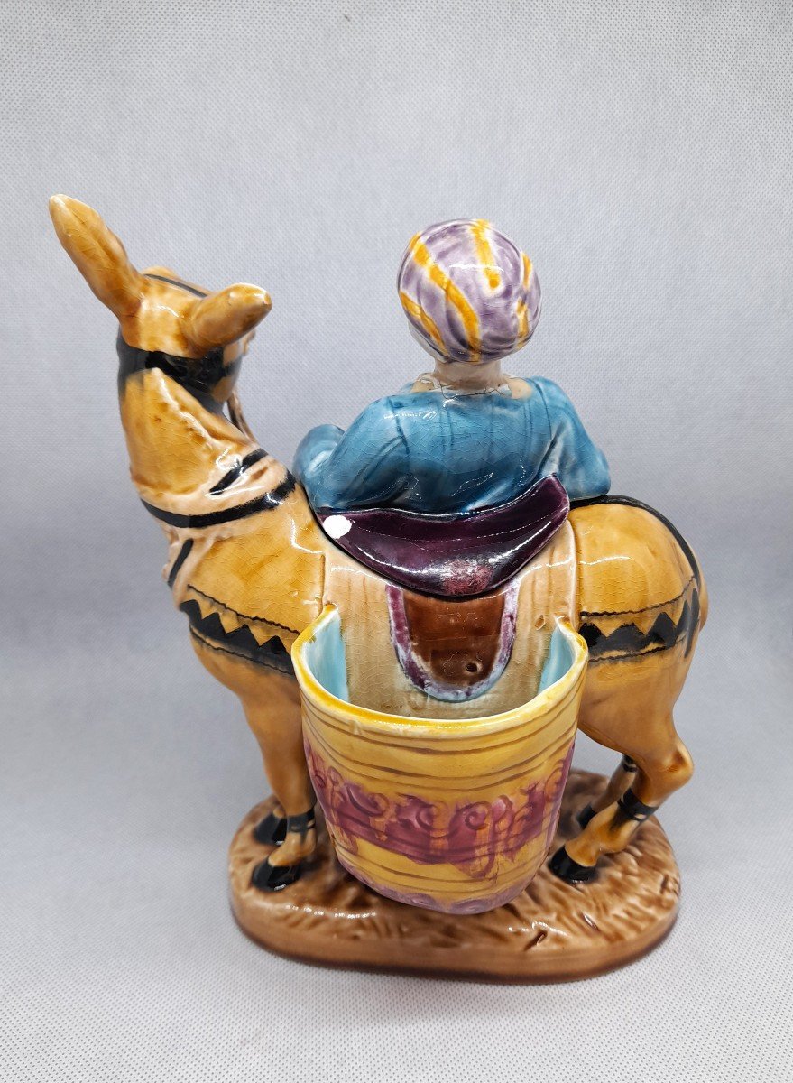 Sarreguemines, Tobacco Pot, Cairo Donkey, Majolica-photo-3