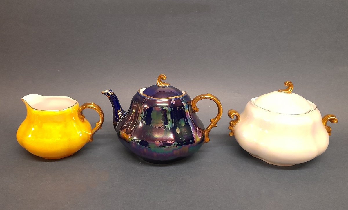 Sarreguemines, Quadrilobate Pearled Porcelain, Art Deco-photo-4