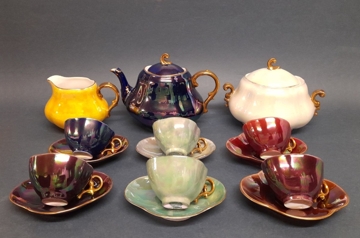 Sarreguemines, Quadrilobate Pearled Porcelain, Art Deco