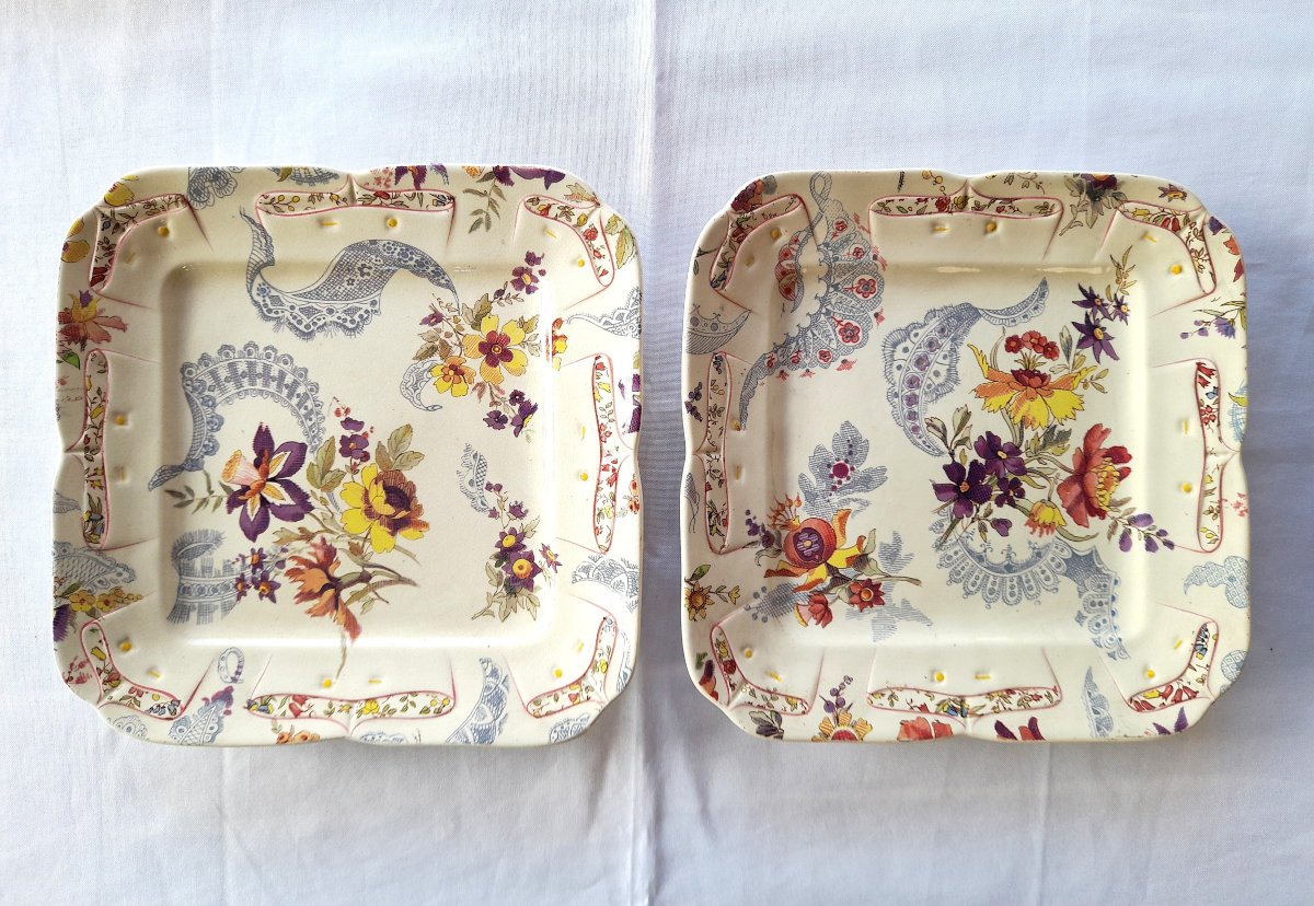 Sarreguemines, Décor Lavallière, 6 Dinner Plates-photo-1