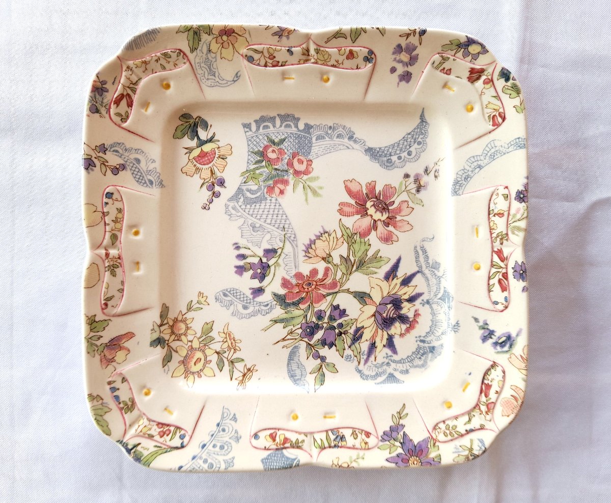 Sarreguemines, Lavallière Decor, 3 Dessert Plates-photo-2