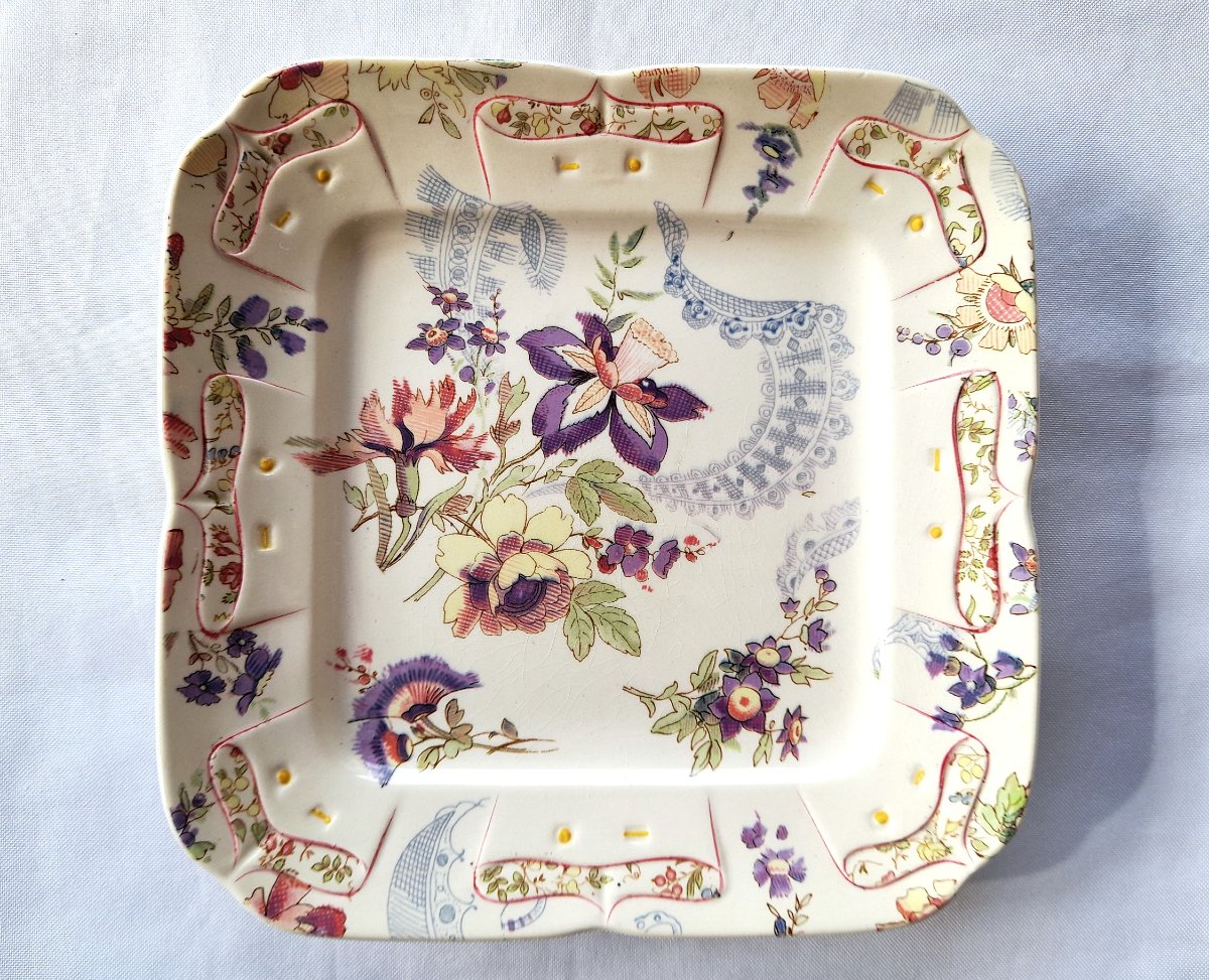 Sarreguemines, Lavallière Decor, 3 Dessert Plates-photo-4