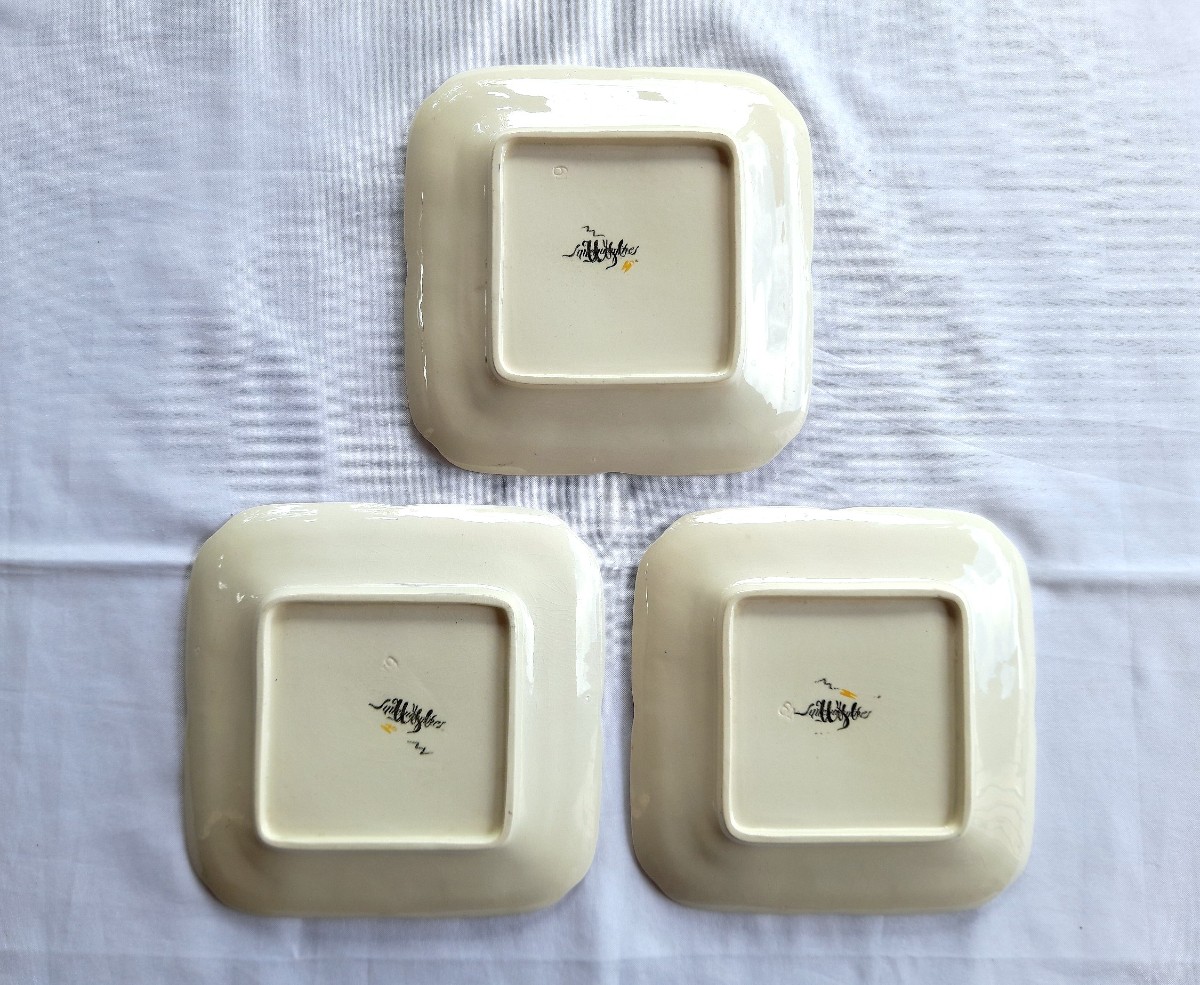 Sarreguemines, Lavallière Decor, 3 Dessert Plates-photo-1