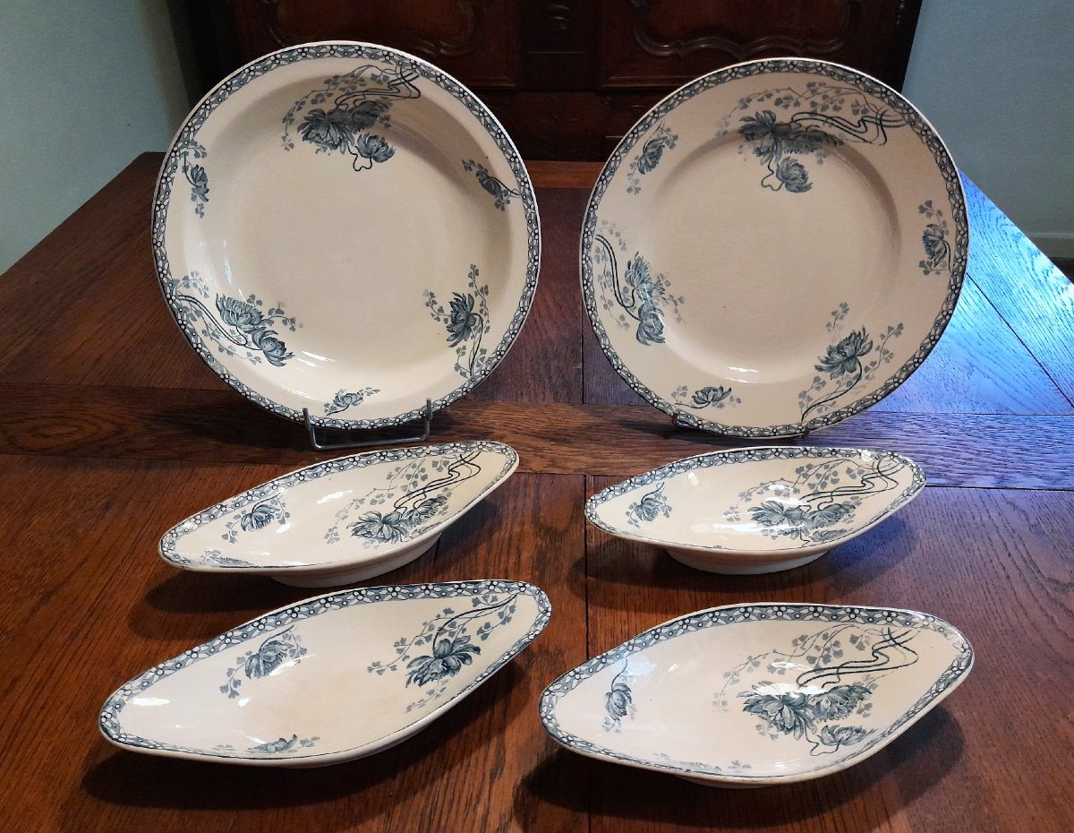 Sarreguemines, Art Nouveau, Service de Table Royat-photo-4