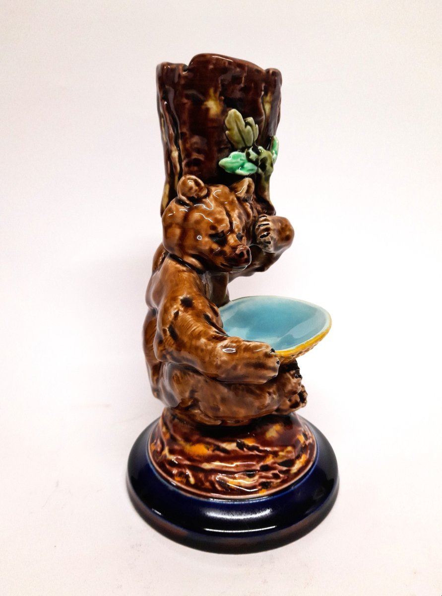 Sarreguemines, Pyrogenic Matchbox, Majolica, Bear, Tobacco, Smoker-photo-2