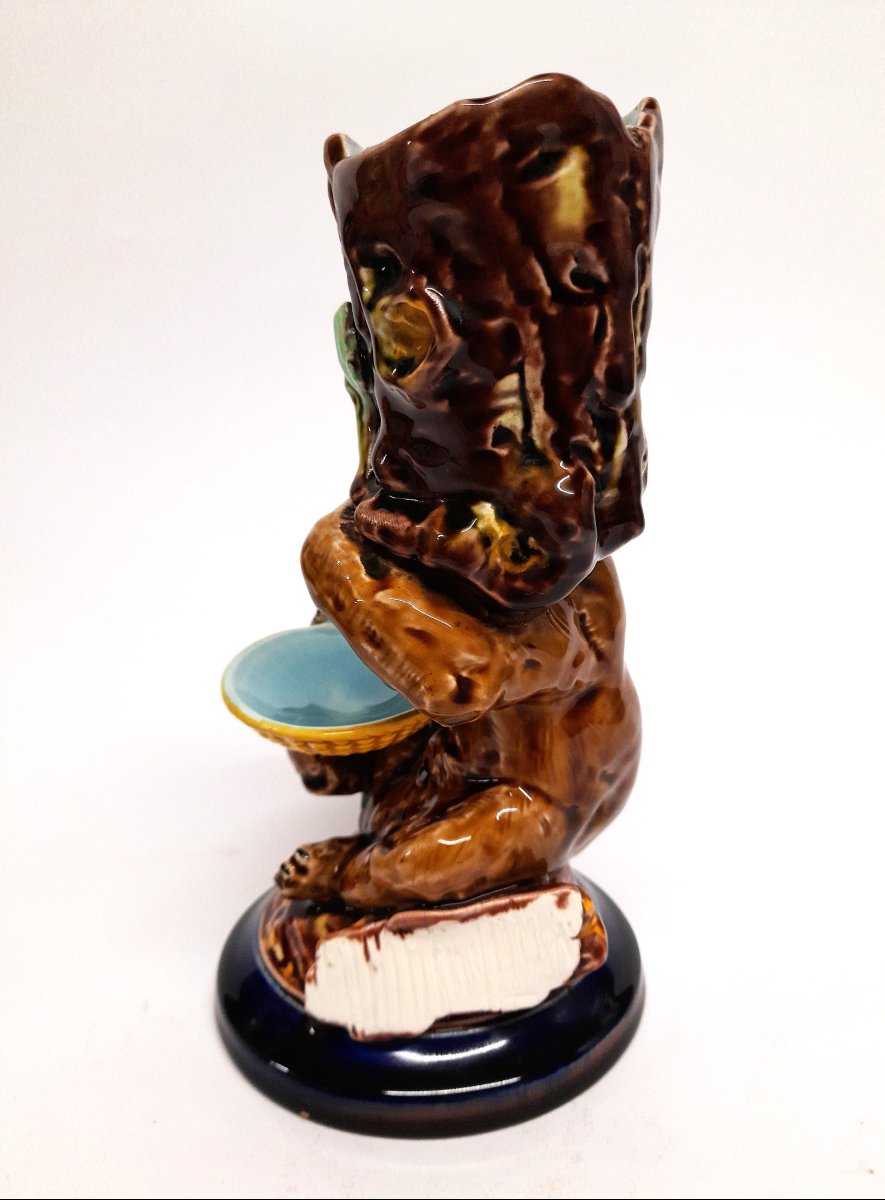 Sarreguemines, Pyrogenic Matchbox, Majolica, Bear, Tobacco, Smoker-photo-4