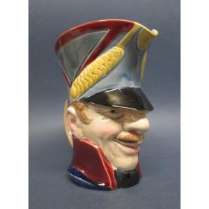 Sarreguemines, "soldier Head" Pitcher, Majolica, Military, Jug