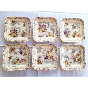 Sarreguemines, Décor Lavallière, 6 Dinner Plates
